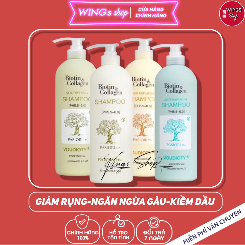 Combo Dầu Gội Xả Biotin Collagen 500ml-1000ml Ngăn Ngừa Rụng Tóc, Giảm Gàu, Kiềm Dầu, Phục Hồi Tóc Khô Xơ, Wings Shop