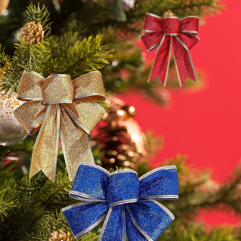 Nơ Nhũ Kim Tuyến Vàng, Bạc, Đỏ ,Tím ,Hồng Size To 24cm trang trí noel trang trí cây thông
