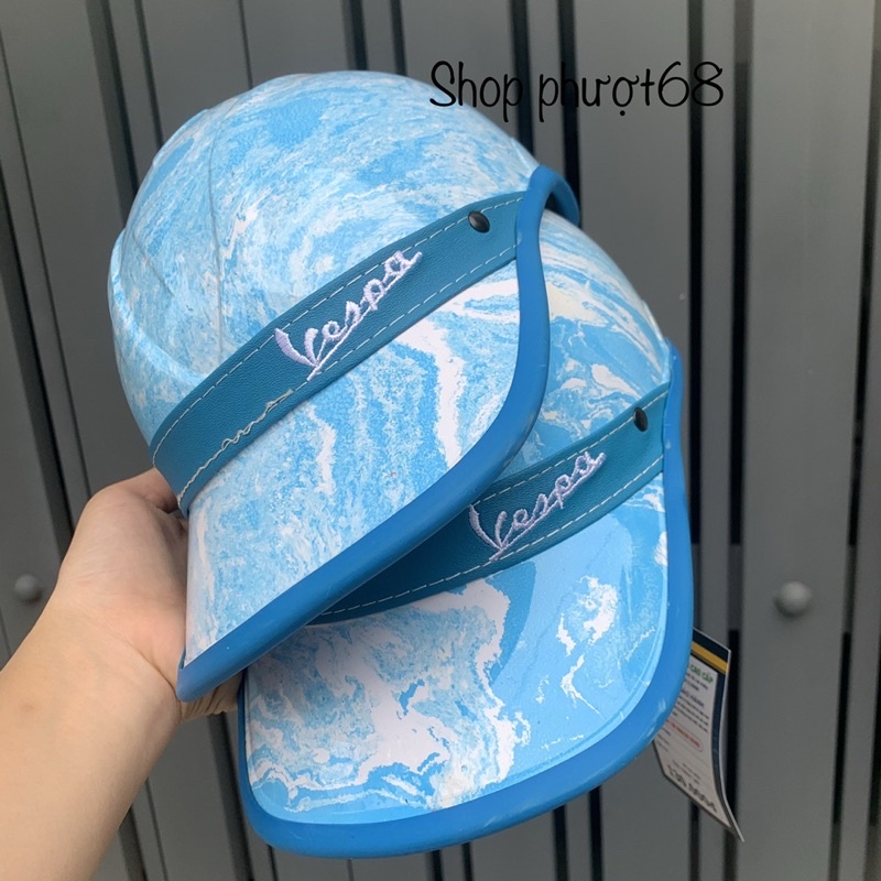 Nón bảo hiểm kết viền da vespa nhúng cacbon dành cho Nữ