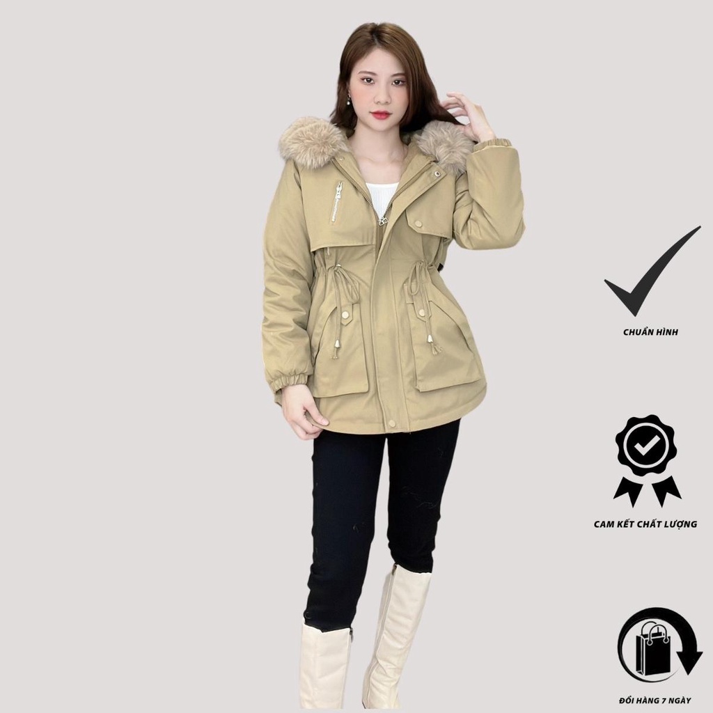Áo Khoác ( Phao ) parka kaki lụa dáng dáng dài 819