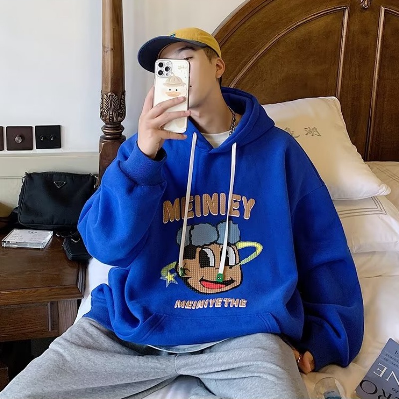 Áo Hoodie Dáng Rộng In Chữ Phong Cách Hiphop Đường Phố Hàn Quốc