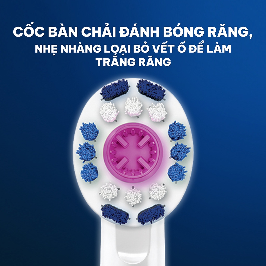 Đầu Bàn Chải Điện ORAL-B 3D White Làm Trắng Răng (2 cái) loại bỏ thêm đến 100% mảng bám