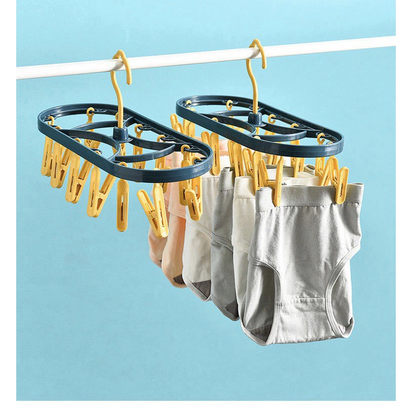 [HÀNG CÓ SẴN] Móc Phơi Tất Vớ Tã Lót 12 Kẹp Gấp Gọn Phơi Quần Áo Cho Cả Gia Đình