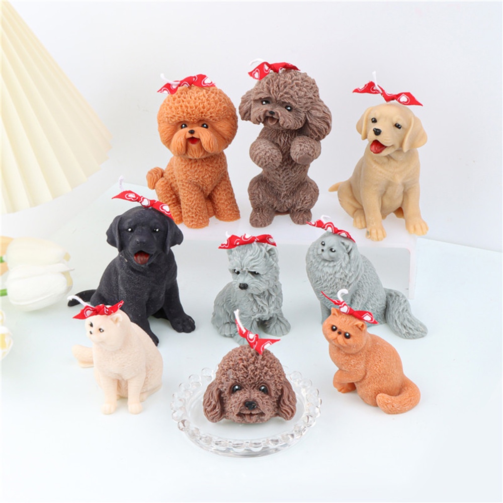 Khuôn Silicone Làm Nến Sáp Thơm Hình Chú Chó 3D DIY