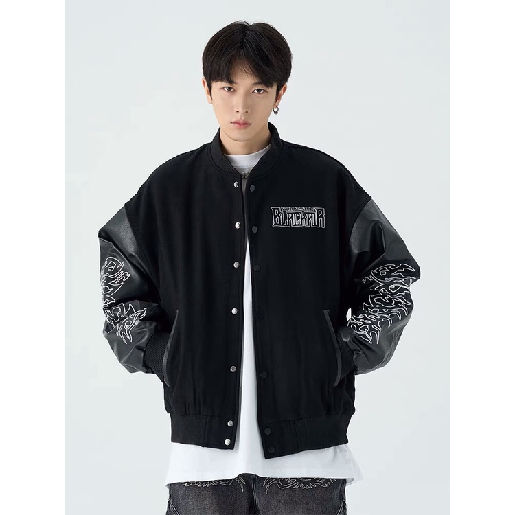 Áo khoác Varsity Jacket BLACKAIR Worldwide chất dạ tay da 2 lớp cao cấp (có bảo hành)