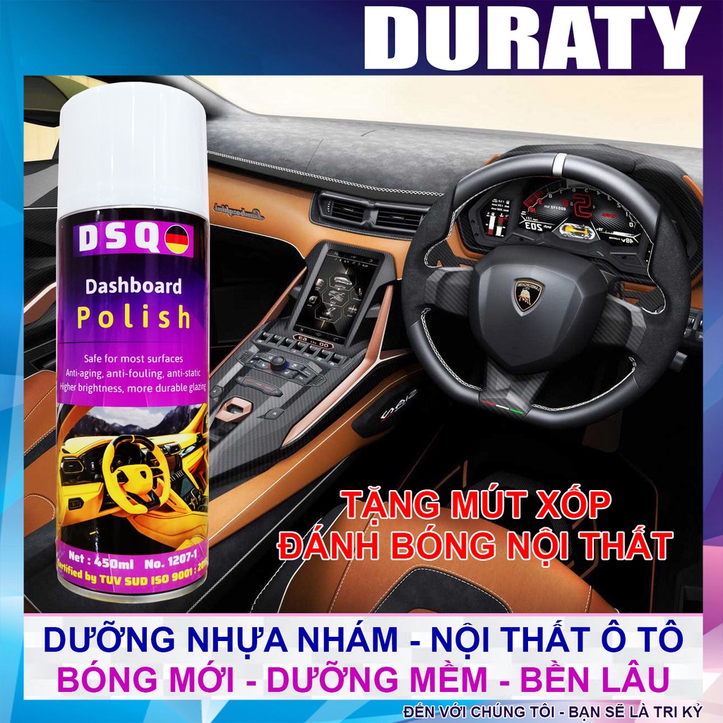 Phục Hồi Nhựa - Dưỡng Nhựa Nhám - Chai Xịt Chống Lão Hóa, Dưỡng Nội Thất Ô tô - Bóng Mới Ghế Da - DSQ DB Polish