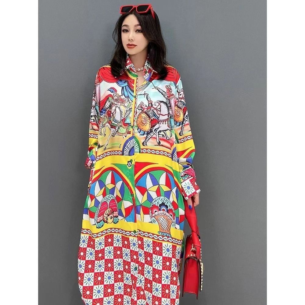 Đầm Nữ Dài Tay Cổ Bẻ Form Dài Thời Trang Hàn