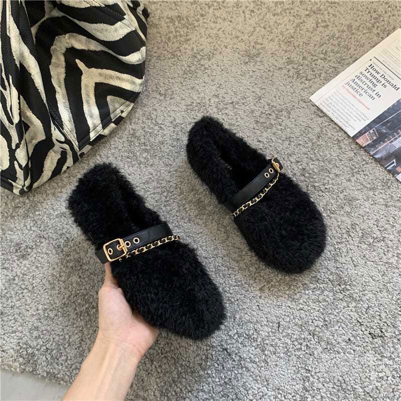 One more shoes Giày Lười Vải Lông Ấm Áp Chống Trượt Phong Cách Mới Cho Phụ Nữ Mang Thai