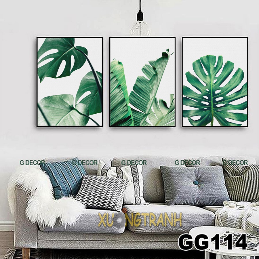 Tranh treo tường canvas 3 bức phong cách Bắc Âu 113 trang trí phòng khách, phòng ngủ, phòng ăn