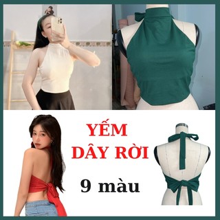 Áo Yếm Croptop Hở Lưng Có Mút Ngực Cột Dây Áo Yếm Sexy Kèm Mút Đệm Ngực Buộc Dây Sau Sát Nách Màu Trắng Đen Xanh Cam Đất