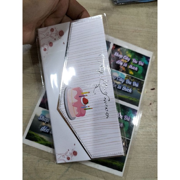 Thiệp mời tiệc,  thiệp mời sinh nhật 4 bộ, hình chú heo hồng
