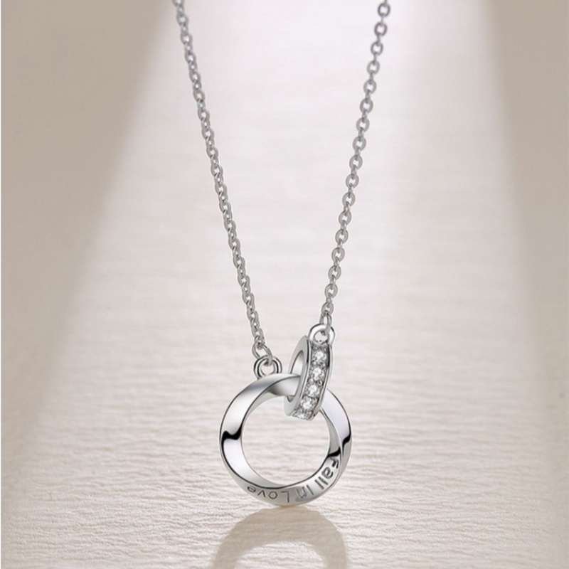 We Flower Vòng cổ Bạc Mặt Nhẫn Đính Đá Zircon Lấp Lánh Thời Trang Cho Cặp Đôi