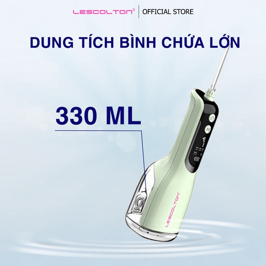 Máy tăm nước cầm tay mini cao cấp Lescolton vệ sinh răng miệng, làm sạch sâu, loại bỏ các mảng bám kẽ răng