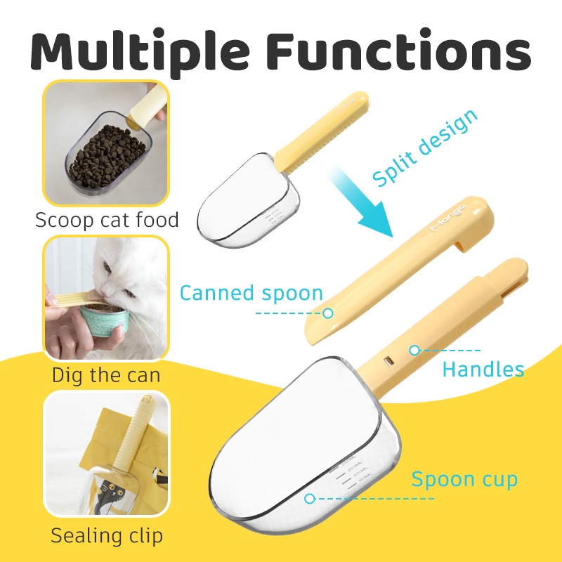 HamshMoc Muỗng Đo Lường Thức Ăn Cho Mèo Thiết Kế Cong Tay Cầm Dài Đa Năng Dễ Vệ Sinh