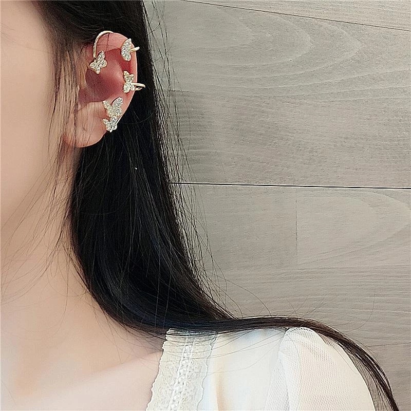 [Hot] Khuyên Vành Tai Hình Bướm Đính Đá Phong Cách Hàn Quốc Thanh Lịch Cho Nữ [Bông Tai] [Phong Cách Hàn Quốc Đơn Giản Dành Cho Tiệc Cưới]