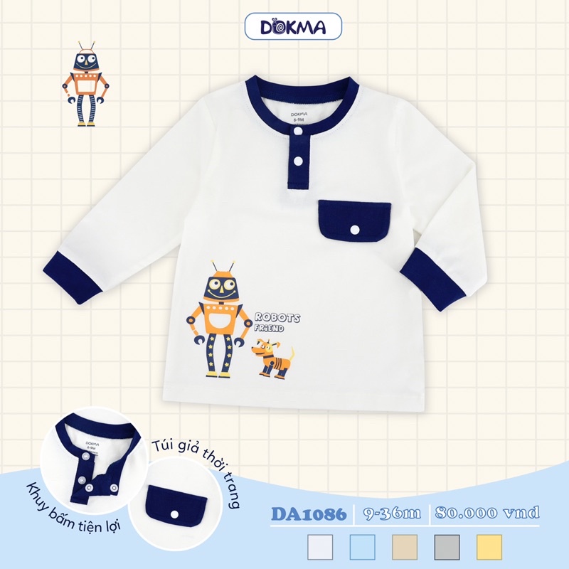 Áo dài tay thu đông cotton siêu mềm mịn hãng Dokma