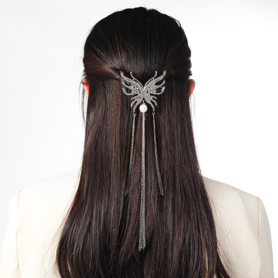 Kẹp Tóc Dạng Chuỗi Hình Bướm Đính Ngọc Trai Và Kim Cương Toàn Diện Bằng Hợp Kim Kiểu Hàn Quốc Cho Nữ