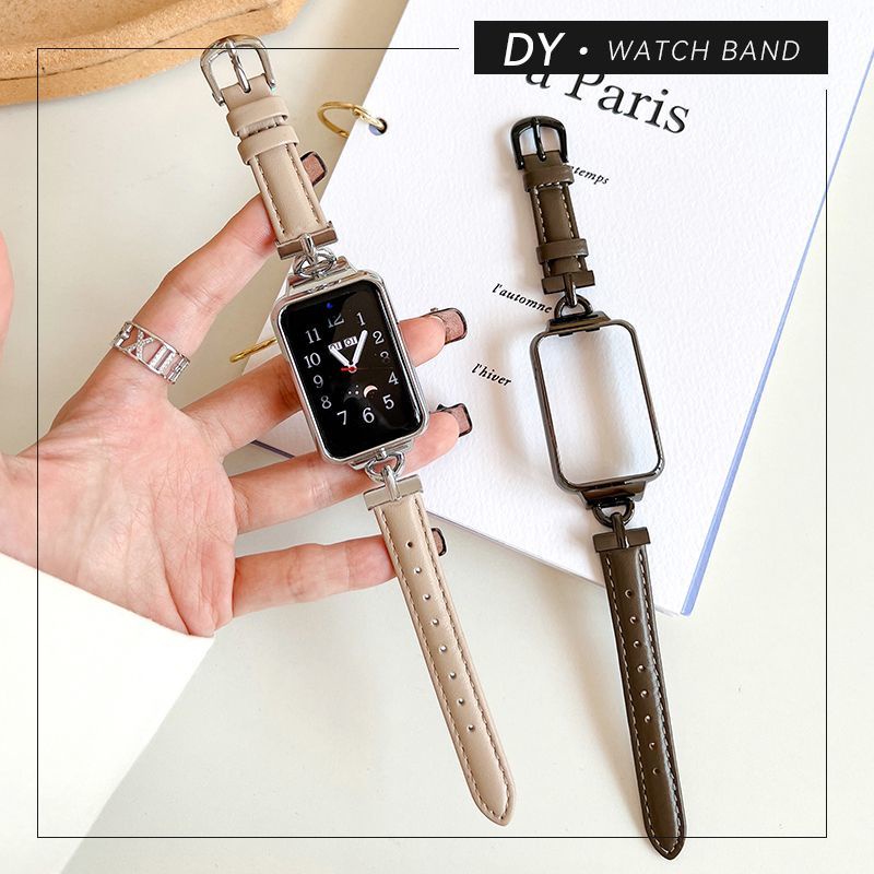 Phù Hợp Dây Đeo Bằng Da + Khung Kim Loại Hình Chữ D Cho Đồng Hồ Huawei band 6 / Huawei band 7 8