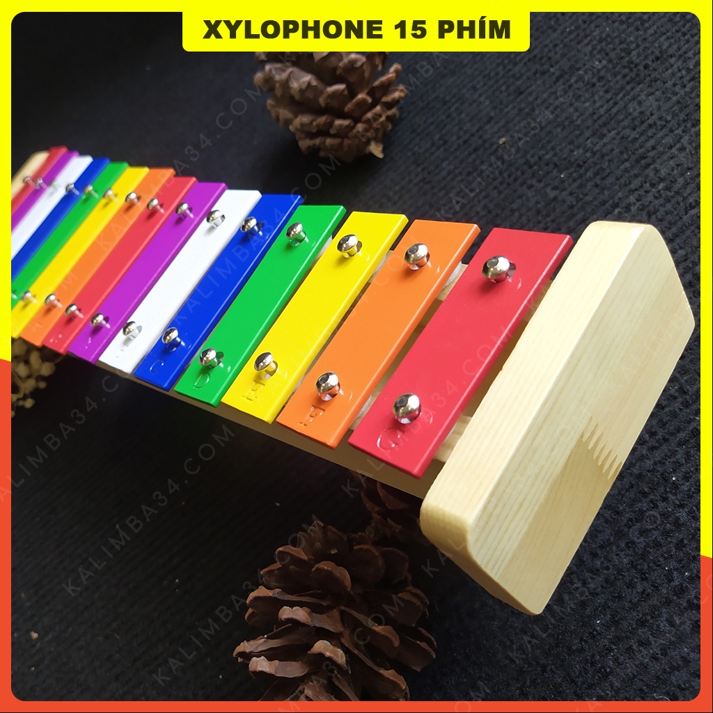 Đồ chơi cho bé đàn xylophone 15 phím hợp kim nhôm nhiều màu, đồ chơi trẻ em thông minh phát triển âm nhạc