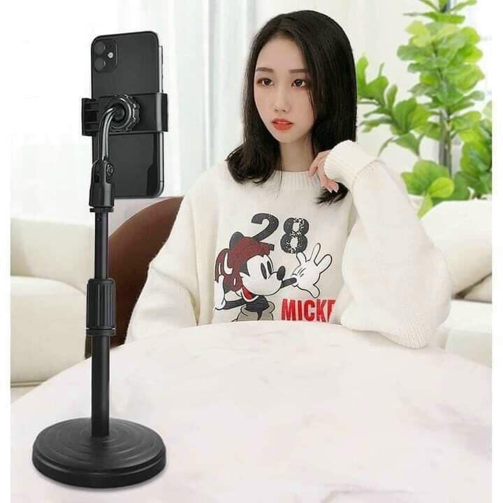Đế kẹp giá đỡ điện thoại có đầu xoay, điều chỉnh cao thấp, đế nặng chống đổ