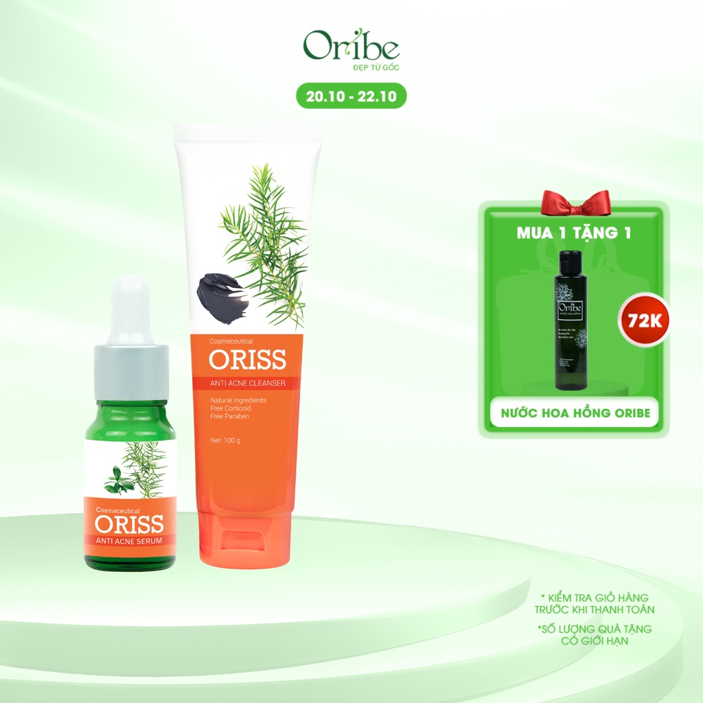 Combo Ngừa Mụn Mờ Thâm Oribe- Sữa Rửa Mặt Ngừa Mụn Oribe 100g + Serum Ngăn Ngừa Mụn Oribe 10ml
