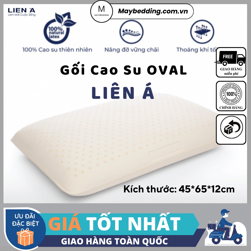 Gối Cao Su Oval Liên Á 45x65cm - Cao Cấp, Chính Hãng in MayBedding
