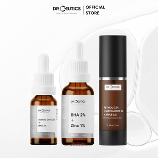 Drceutics combo giảm mụn sưng đỏ mụn ẩn kết hợp - serum azelaic 20% serum bha zinc retinol 0.5