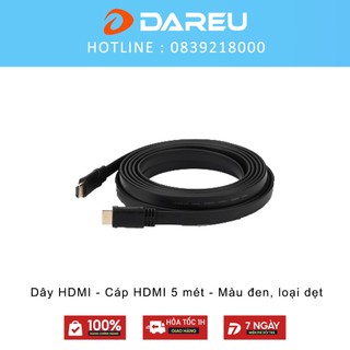 Dây hdmi - cáp hdmi 5 mét - màu đen, loại dẹt - full hd - bảo hành 3 tháng