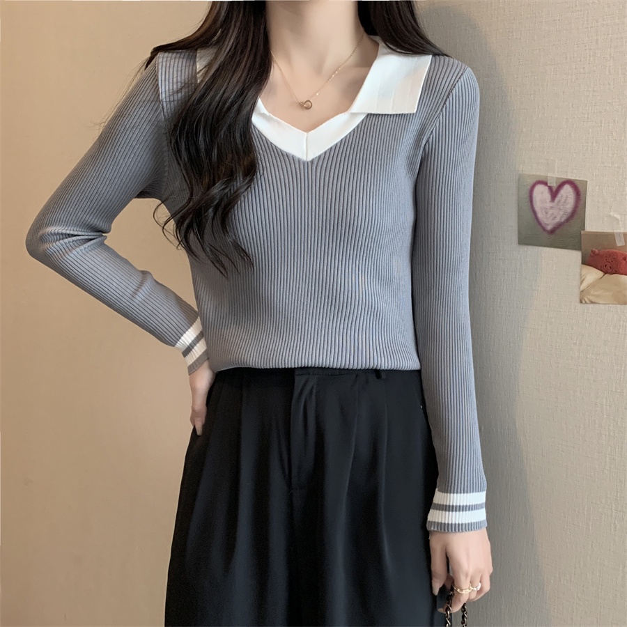 Áo Dệt Kim Tay Dài Cổ Polo Thiết Kế Mỏng Kiểu Dáng Mới Thời Trang Mùa Thu Dành Cho Nữ