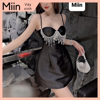 Váy 2 dây tapta cúp ngực đính dây đá