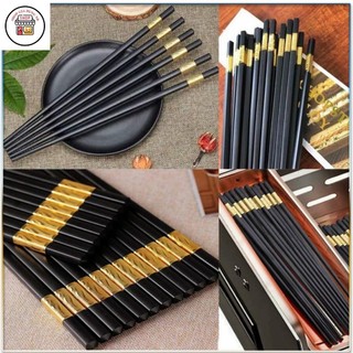 Đũa mạ vàng,hộp 10 đôi đũa hợp kim mạ vàng