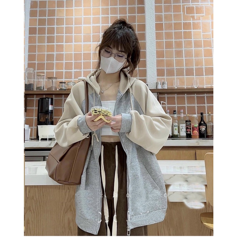 ÁO KHOÁC NỮ HOODIE NỈ NGOẠI NỮ DÂY KÉO CHỮ BICH 03 MÀU ĐỎ ĐEN XÁM NHẠT CÁ TÍNH XỊN SÒ NITIQC