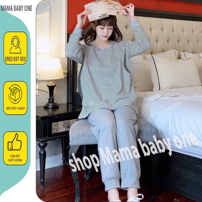 BỘ BẦU DÀI TAY CHẤT NỈ DA CÁ TRƯỚC VÀ SAU SINH CÓ KHÓA CHO BÉ TI - BỘ QUẦN ÁO BẦU MẶC Ở CỮ ....