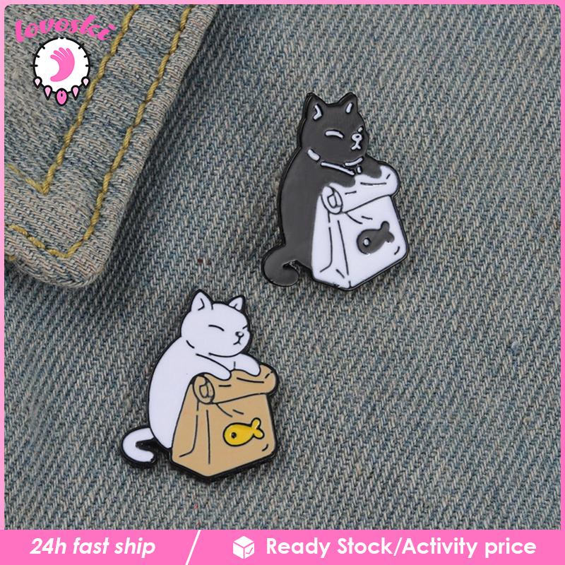 Set 2 Ghim Cài Áo Hình Mèo Tráng Men Dễ Thương