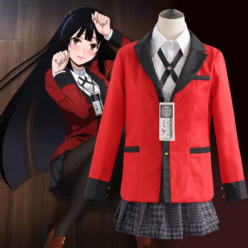 Kakegurui Yumeko Jabami Cosplay Wigs Heat Resistant Synthetic Hair Wigs Black Straight Wig