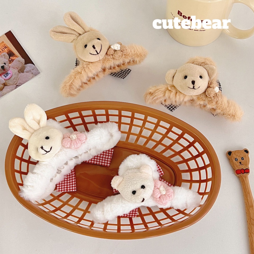 Kẹp Tóc Hình Cá Mập Phối Lông Phong Cách Hàn Quốc Xinh Xắn