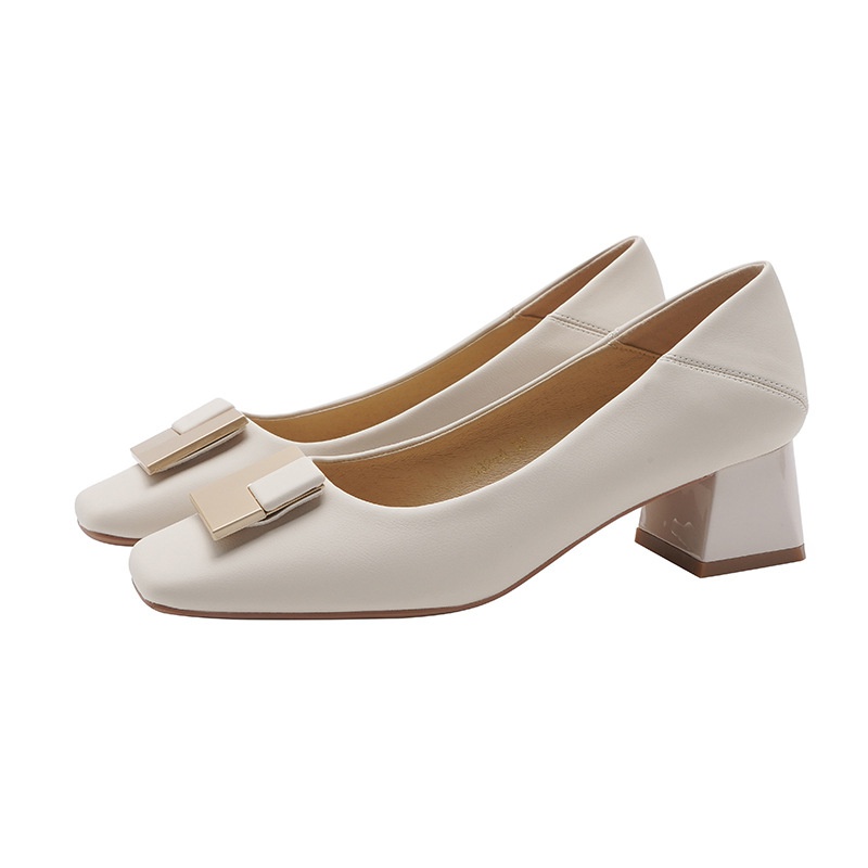 Giày Cao Gót Da Mũi Vuông Phong Cách Pháp Thời Trang Xuân Thu 2022 Sang Trọng Cho Nữ