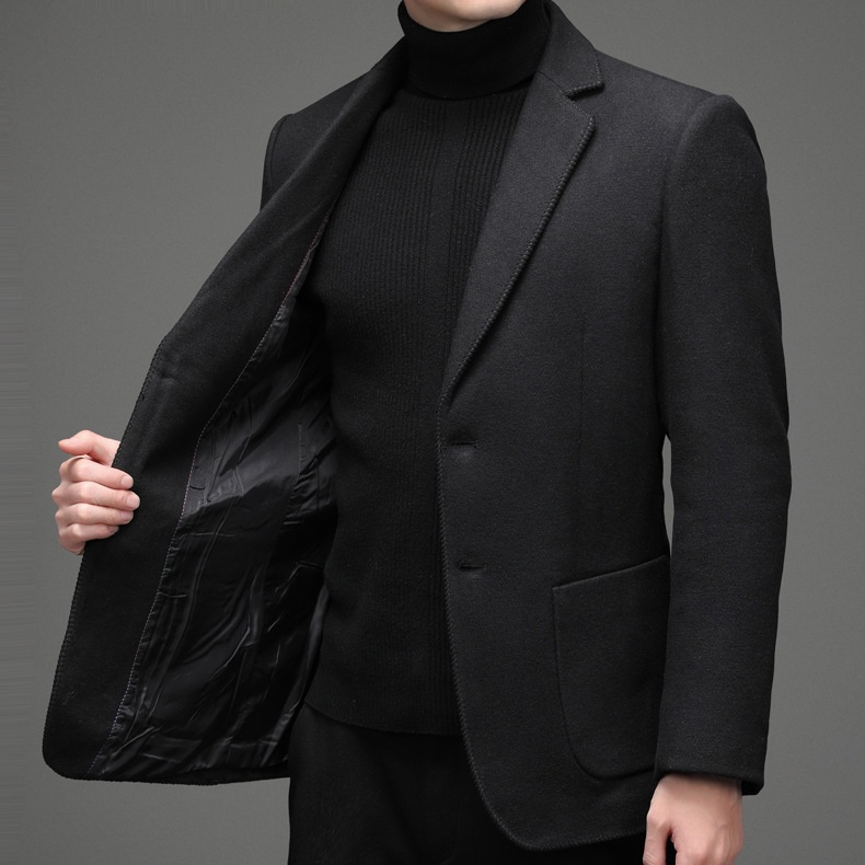 〖NXZ_5903 Series〗Large size lapels tweed business blazer~casual fashion solid color Short style loose men's wool coat