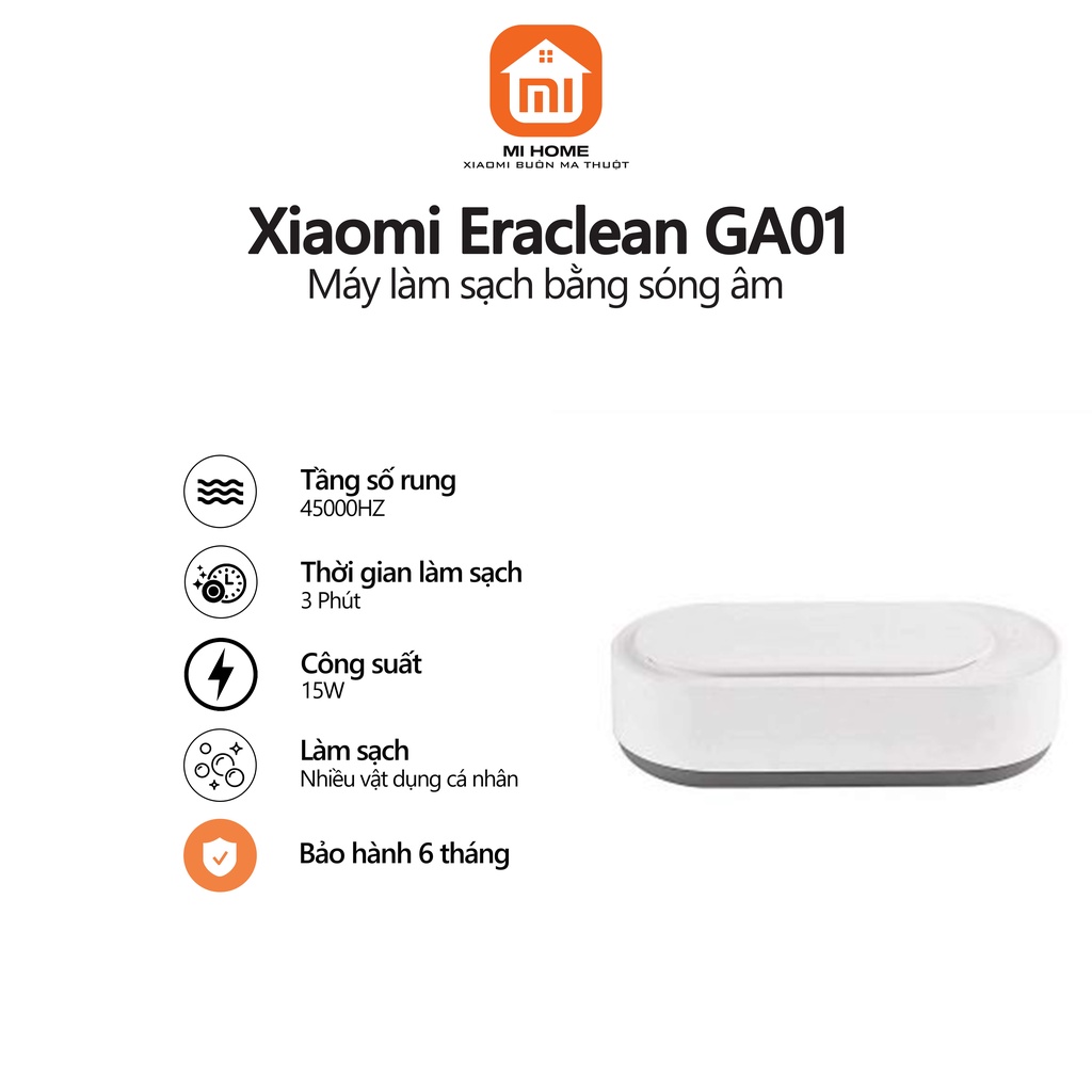 Máy làm sạch bằng sóng siêu âm Xiaomi EraClean GA01 - Bảo hành 6 tháng