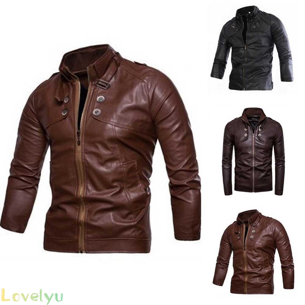 Mens Underwear Stand Collar Belt Biker Jacket Business Casual Coats European