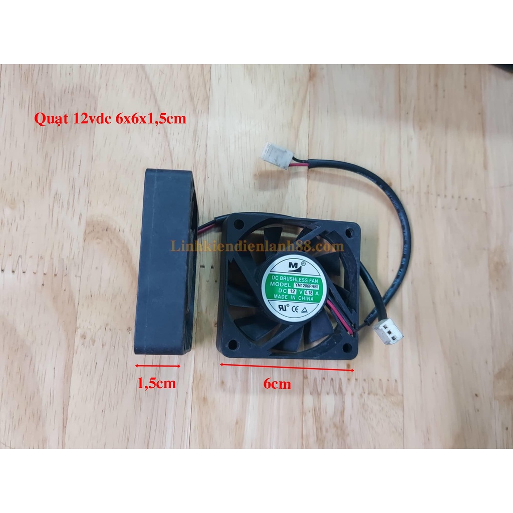 Quạt tản nhiệt 12v DC 6*6*1,5cm tháo máy zin ! ( 6cmx6cmx1,5cm)