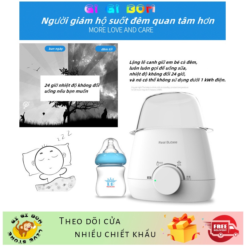 GiGiBomstore Máy hâm nóng bình sữa trẻ em đa chức năng, bộ điều nhiệt chất lỏng, bộ hâm nóng bình sữa đôi nhiệt