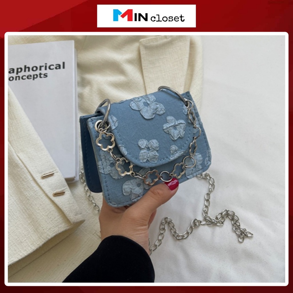 Túi Xách Nữ Túi Đeo Chéo Mini Mini Phối Ren Hoa Sang Chảnh Siêu Hot T35