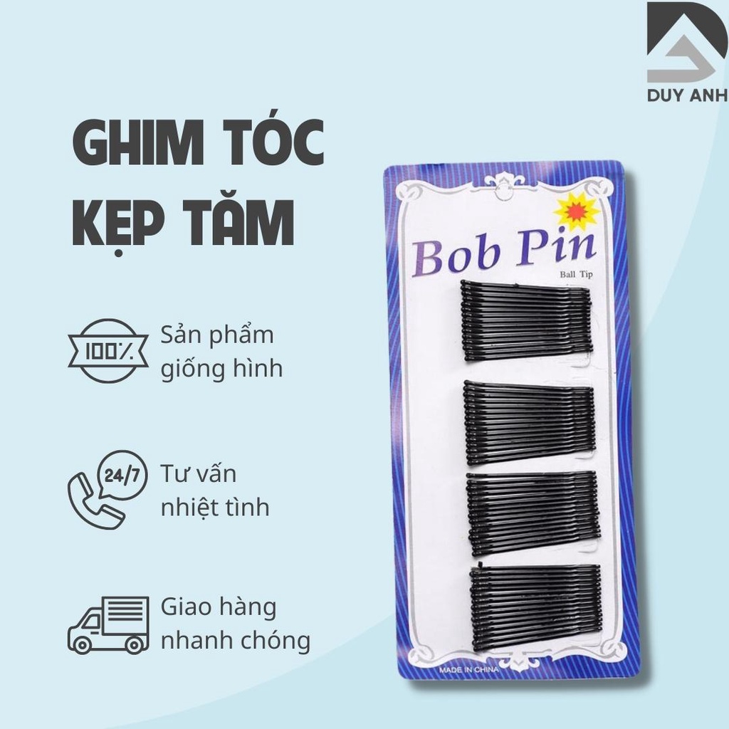 Vỉ kẹp tóc ghim tăm đen 60 chiếc - Kẹp tăm màu đen thiết kế đơn giản xinh xắn