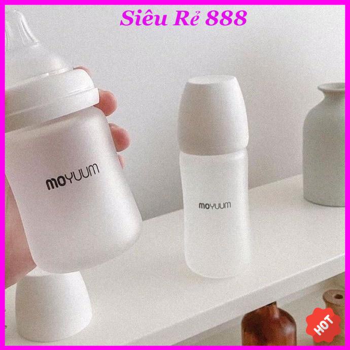 Bình sữa Moyuum thuỷ tinh tráng silicon 150ml/240ml (chọn size núm)