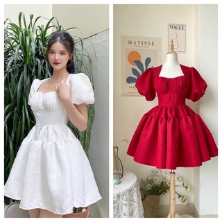 ĐẦM GẤM CỔ U TAY PHỒNG XOÈ CC CÓ MÚT NGỰC KÈM HÌNH THẬT 👗