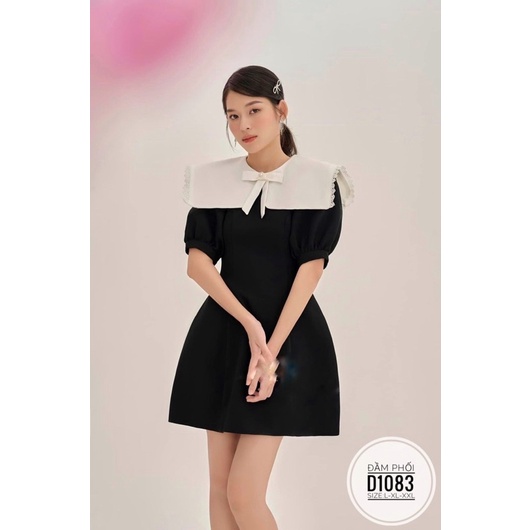 Đầm phối cổ nơ D1083