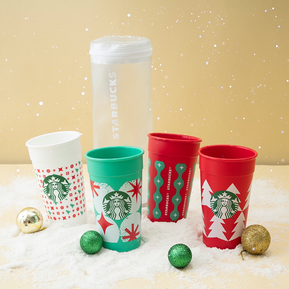 Set ly nhựa Starbucks Reu Cup Set 12Oz (355ml) 2022 Red Cup