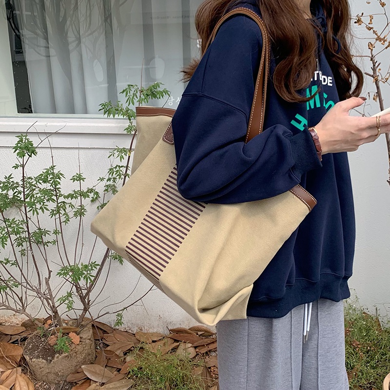 Túi Xách Đeo Vai Vải Bạt Ngăn Chứa Rộng Thời Trang Nữ retro