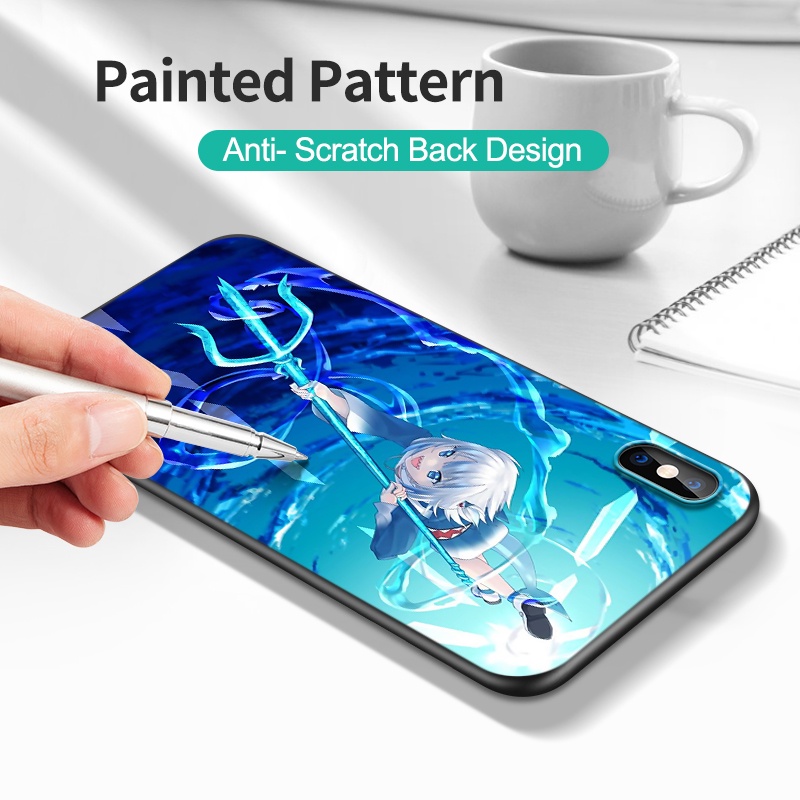 Ốp Điện Thoại tpu Màu Đen In Họa Tiết Hoạt Hình Gawr Gura Cho iphone 5s 5 s SE 2020 2016 6s 6 s 7 8 plus